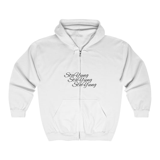 Unisex Heavy Blend™ Full Zip Hooded Sweatshirt (black and white design)