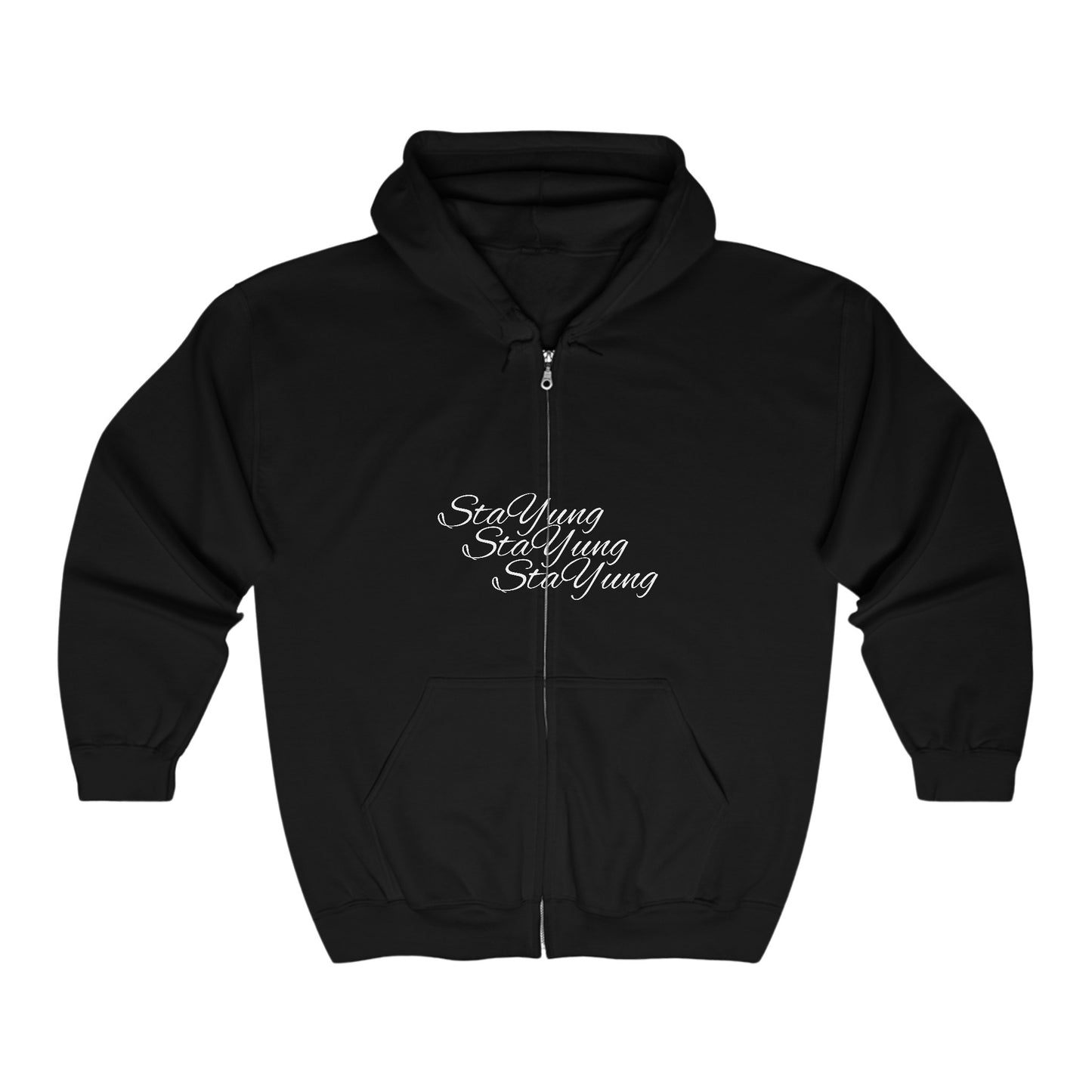 Unisex Heavy Blend™ Full Zip Hooded Sweatshirt (black and white design)